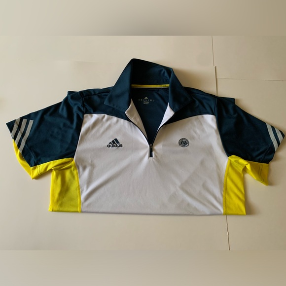 ADIDAS CLIMACOOL ROLAND GARROS PARIS 2013 TENNIS ZIP POLO SHIRT SIZE M Rare Used - Picture 2 of 16